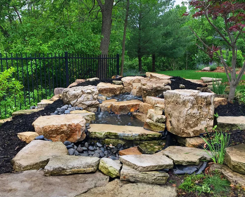 Repaired stream flowing over rocks